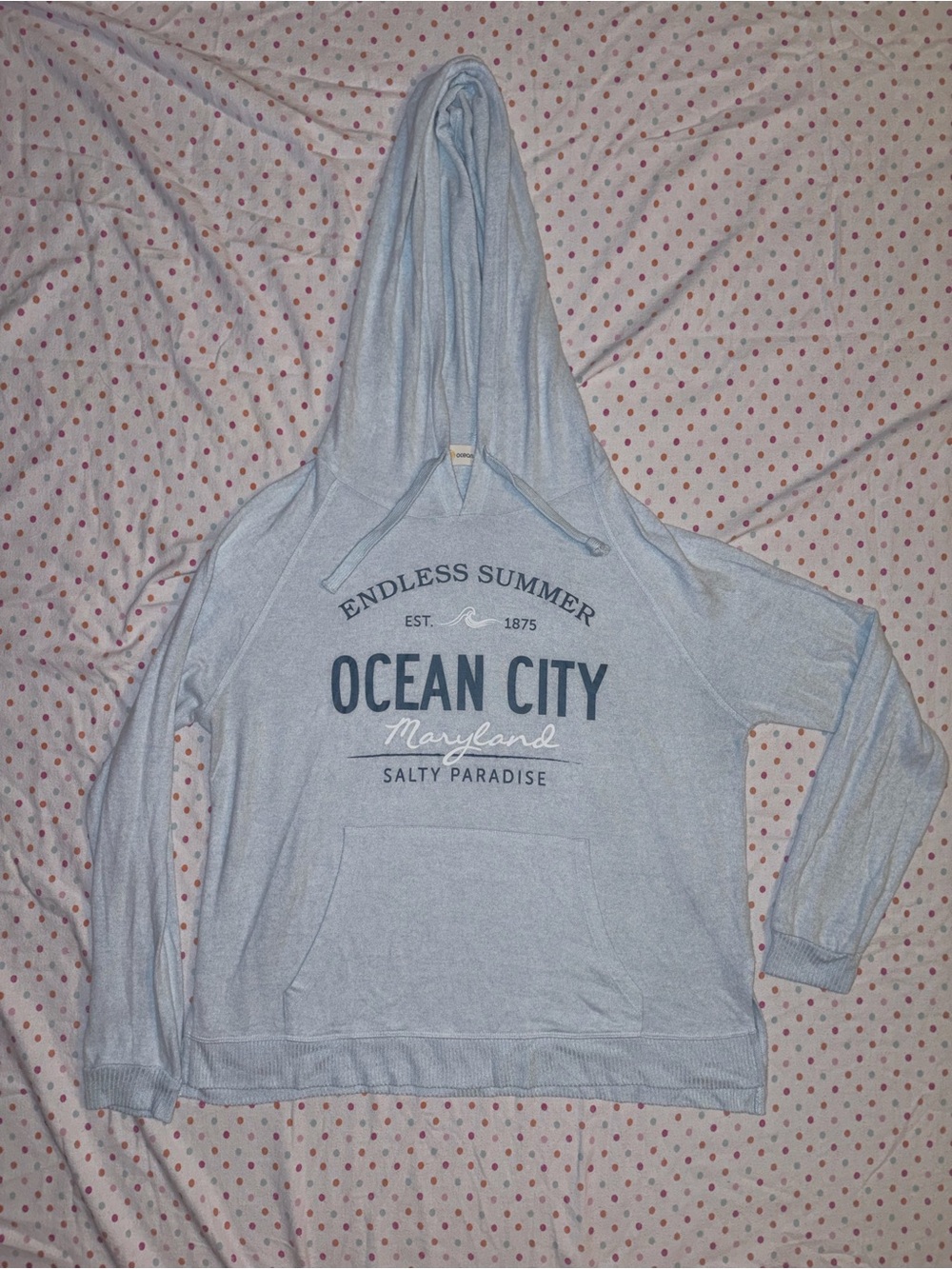 NWOT Ocean Drive Ocean City Maryland Hoodie Size Large Blue Beach Pullover